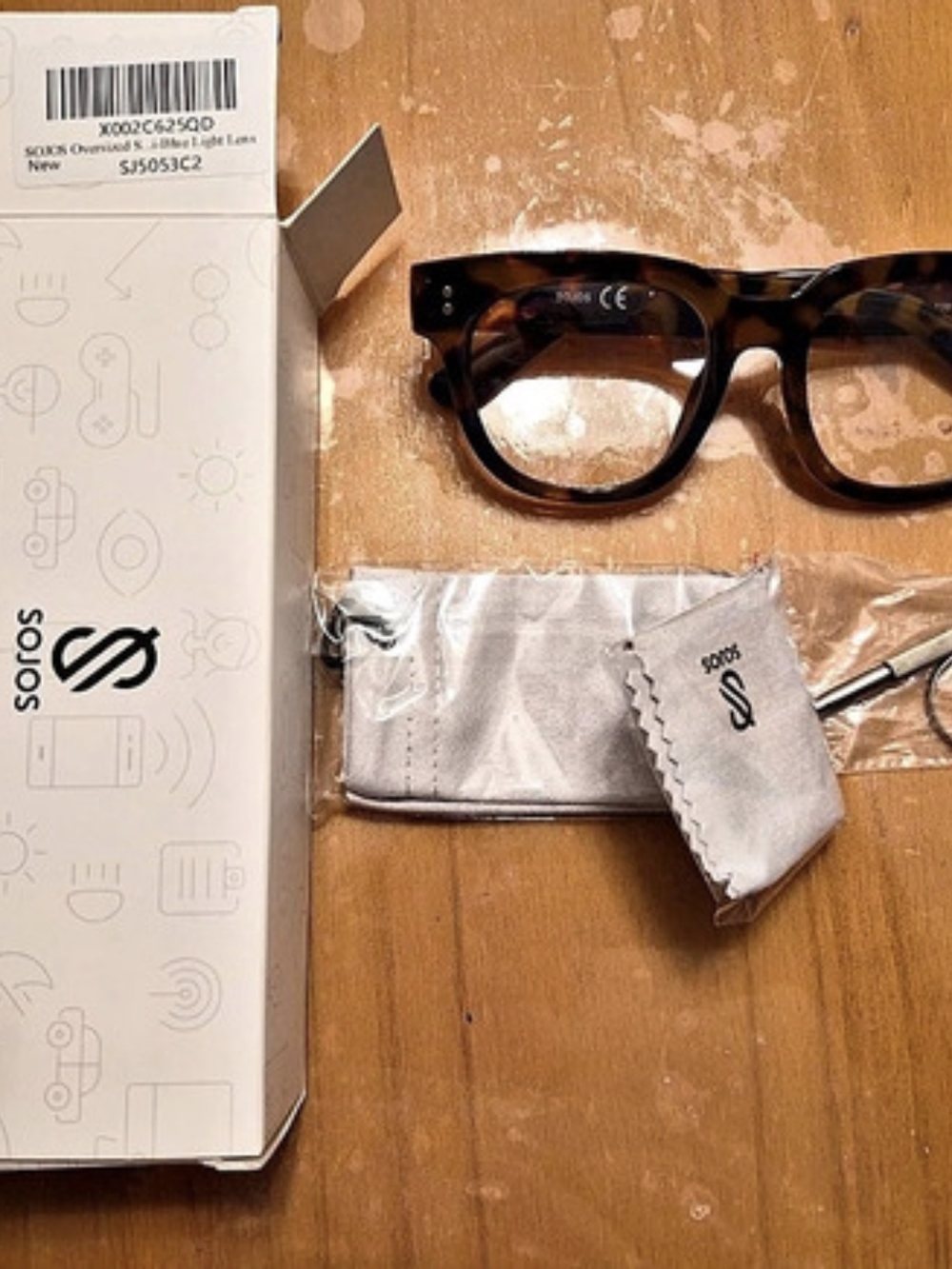 Sojos Oversized S.1 Blue Light Lens Tortoise Glasses